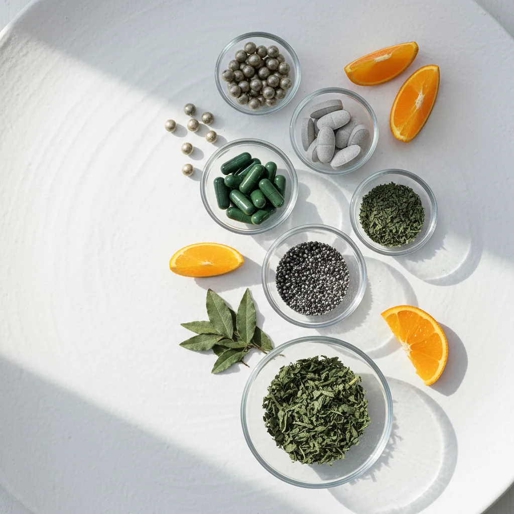 Naturliga ingredienser till kosttillskott - selen, magnesium, zink, vitamin C, krom, L-karnitin